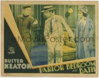 9k709 PARLOR BEDROOM & BATH LC 1931 Buster Keaton examines coin the bellboy is showing him, rare!