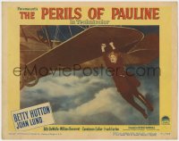 9k716 PERILS OF PAULINE LC #3 1947 Betty Hutton as silent screen heroine hanging from airplane!