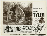 9k722 PHANTOM OF THE WEST photolobby R1940s cowboy Tom Tyler's horse checks man on ground!