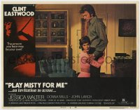 9k728 PLAY MISTY FOR ME LC #4 1971 Clint Eastwood with psycho Jessica Walter kneeling by him!