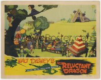 9k758 RELUCTANT DRAGON LC 1941 crowd gathered outside dragon's lair, Disney 1st cartoon/live action!