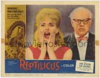 9k762 REPTILICUS LC #5 1962 wacky close up image of screaming Ann Smyrner & guy in bowtie!