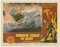 9k775 ROBINSON CRUSOE ON MARS LC #7 1964 Paul Mantee climbing out of his crashed space ship!