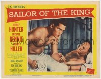 9k788 SAILOR OF THE KING LC #8 1953 c/u of barechested Jeffrey Hunter & Bernard Lee in hospital!