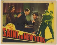 9k790 SAINT IN NEW YORK LC 1938 Kay Sutton watches Sig Ruman threaten Louis Hayward!