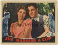 9k823 SHE MARRIED A COP LC 1939 romantic portrait of Phil Regan & pretty Jean Parker by tree!
