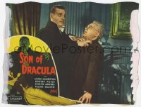 9k851 SON OF DRACULA LC R1948 great c/u of Count Lon Chaney Jr. grabbing Bromberg by the neck!