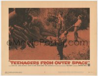 9k882 TEENAGERS FROM OUTER SPACE LC #3 1959 wild image of men pointing guns at giant crab monster!