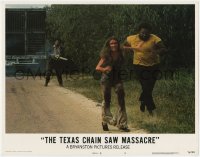 9k887 TEXAS CHAINSAW MASSACRE LC #4 1974 Tobe Hooper cult classic, Leatherface chasing two people!