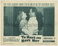 9k906 TO HAVE & HAVE NOT LC #1 R1952 c/u of Humphrey Bogart & Lauren Bacall in intense embrace!