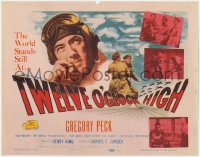 9k193 TWELVE O'CLOCK HIGH TC R1955 cool close up of smoking World War II pilot Gregory Peck!