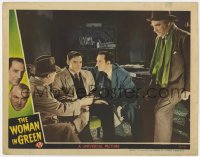9k980 WOMAN IN GREEN LC 1945 Nigel Bruce watches Basil Rathbone as Sherlock Holmes grill suspect!