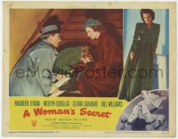 9k981 WOMAN'S SECRET LC #4 1949 Maureen O'Hara & Melvyn Douglas by Gloria Grahame on stairs!
