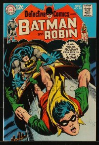 9m252 BATMAN #381 comic book November 1968 Batman throwing Robin, he works alone from now on!