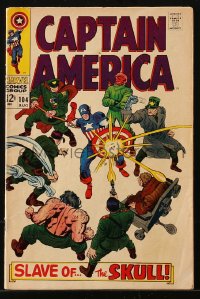 9m262 CAPTAIN AMERICA #104 comic book August 1968 Marvel Comics, Slave of the Red Skull!
