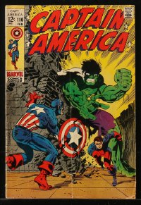 9m264 CAPTAIN AMERICA #110 comic book February 1969 Marvel Comics, Hulk crossover, Steranko art!