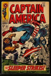 9m261 CAPTAIN AMERICA #102 comic book June 1968 Marvel Comics, The Sleeper Strikes!