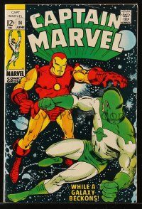 9m273 CAPTAIN MARVEL #14 comic book June 1969 with Iron Man on the cover, While a Galaxy Beckons!