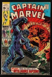 9m275 CAPTAIN MARVEL #16 comic book September 1969 Face-to-Face with... The Intelligence Supreme!