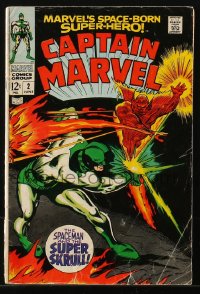 9m277 CAPTAIN MARVEL #2 comic book June 1968 The Spaceman and the Super Skrull!