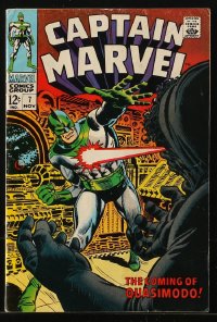 9m281 CAPTAIN MARVEL #7 comic book November 1968 Space-Born Super-Hero, The Coming of Quasimodo!