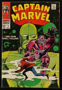 9m282 CAPTAIN MARVEL #8 comic book December 1968 Space-Born Super-Hero, and fear shall follow!
