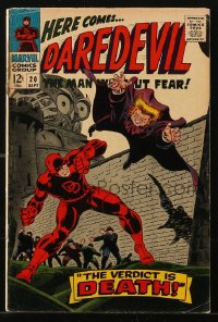 9m300 DAREDEVIL #20 comic book September 1966 Marvel Comics, Man Without Fear, The Verdict is DEATH!