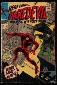 9m310 DAREDEVIL #31 comic book August 1967 The Man Without Fear, w/o his powers, Blind Man's Bluff!
