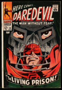 9m315 DAREDEVIL #38 comic book March 1968 The Living Prison, Doctor Doom crossover!