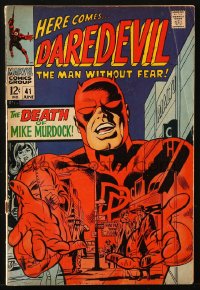 9m318 DAREDEVIL #41 comic book June 1968 The Man Without Fear, The Death of Mike Murdock!
