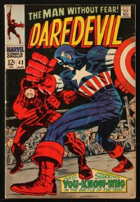 9m319 DAREDEVIL #43 comic book August 1968 Man Without Fear, Captain America crossover!