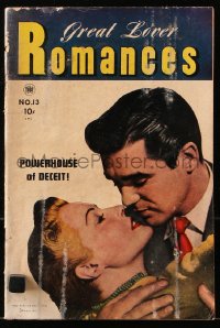 9m355 GREAT LOVER ROMANCE #13 comic book December 1953 powerhouse of deceit!