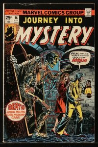 9m374 JOURNEY INTO MYSTERY #16 comic book April 1975 Marvel Comics, death lurks within mummy case!
