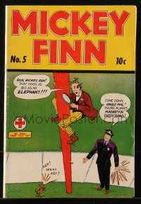 9m381 MICKEY FINN #5 comic book 1944 wacky police cartoon created by Lank Leonard!