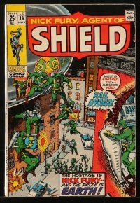 9m395 NICK FURY #16 comic book November 1970 Agent of SHIELD, he's the hostage, the prize is Earth!