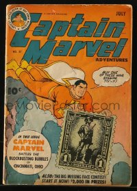 9m284 CAPTAIN MARVEL #37 comic book July 1944 he's selling war stamps!
