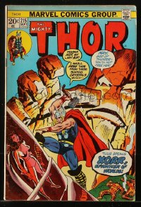 9m432 THOR #215 comic book September 1973 Marvel Comics, fighting Xorr, Spawner of Worlds!