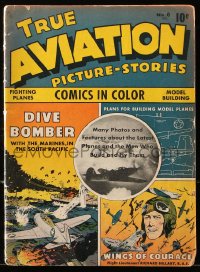 9m444 TRUE AVIATION PICTURE-STORIES #6 comic book Winter 1943 fighting planes, model building & more!