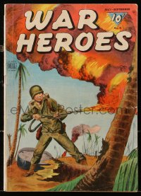 9m446 WAR HEROES #9 comic book July-September 1944 Correspondent at Tarawa, Blazing Burial!
