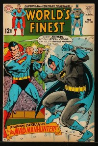 9m453 WORLD'S FINEST #182 comic book February 1969 Superman & Batman, The Mad Manhunter!