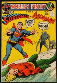 9m454 WORLD'S FINEST #203 comic book June 1971 Superman & Aquaman, underwater creatures take over!