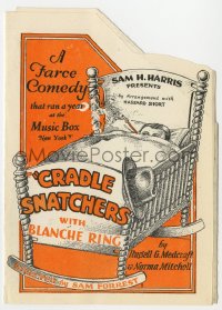 9m124 CRADLE SNATCHERS die-cut stage play herald 1926 Humphrey Bogart pictured but not billed, rare!
