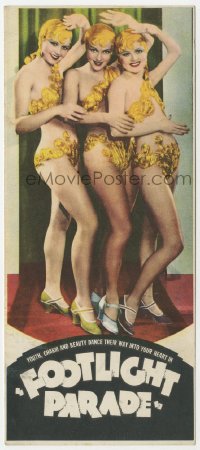 9m145 FOOTLIGHT PARADE herald 1933 wonderful different image of showgirls in skimpy gold outfits!