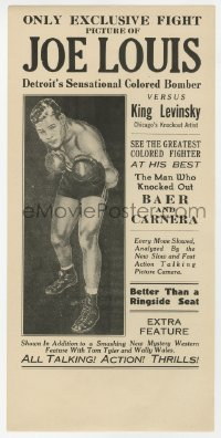 9m172 JOE LOUIS VS KING LEVINSKY herald 1935 boxing, art of Detroit's Sensational Colored Bomber!