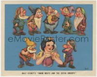 9m209 SNOW WHITE & THE SEVEN DWARFS herald 1937 color art portrait of all the title characters!