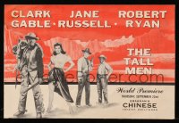 9m218 TALL MEN die-cut world premiere herald 1955 Clark Gable, sexy Jane Russell, Robert Ryan, rare!