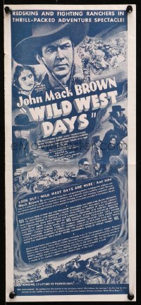 9m230 WILD WEST DAYS herald 1937 Johnny Mack Brown thrill-packed cowboy adventure serial, rare!