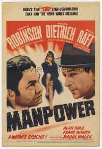 9m006 MANPOWER mini WC 1941 George Raft, Edward G. Robinson, Marlene Dietrich, Raoul Walsh