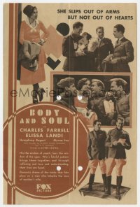 9m112 BODY & SOUL herald 1931 Humphrey Bogart billed and shown, Myrna Loy billed only, rare!