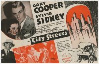 9m121 CITY STREETS herald 1931 cool art of Gary Cooper & Sylvia Sidney, Rouben Mamoulian, rare!